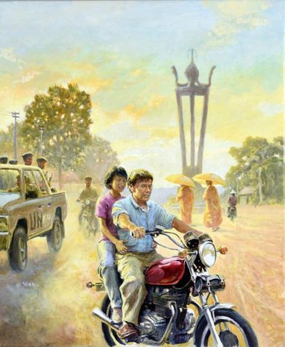 VINK, (Khoa Nguyen Vinh dit) 
Sur la route de Banlung. Cambodge 1993.
Acrylique sur...