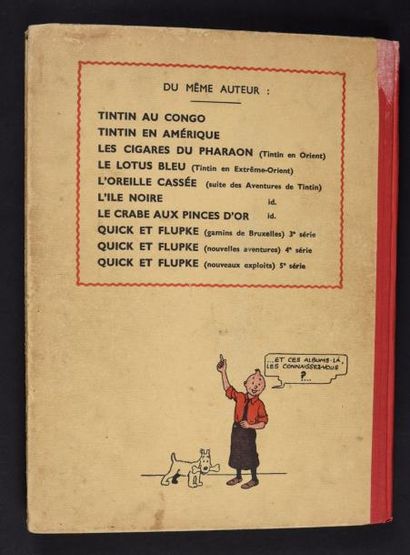 HERGÉ 
TINTIN 04.
Les Cigares du pharaon.
Casterman, 1941. Dos rouge, 4e plat A16.
Édition...