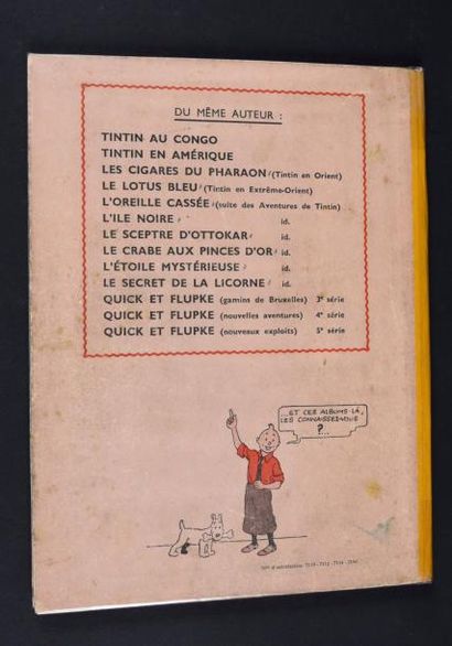 HERGÉ 
TINTIN 09.
LE CRABE AUX PINCES D'OR. A23. 1944 avec numéro d'autorisation....