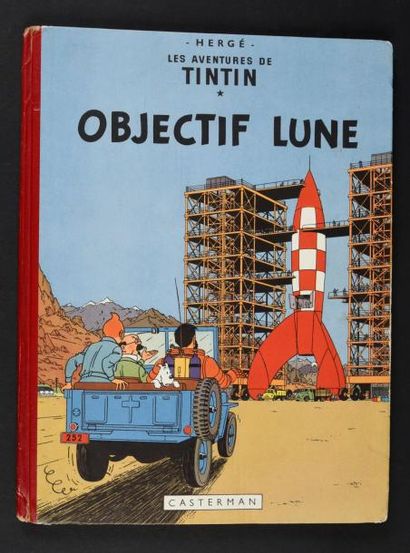 HERGÉ 
TINTIN 16. OBJECTIF LUNE. B8. EO Edition originale belge. Album en très bel...