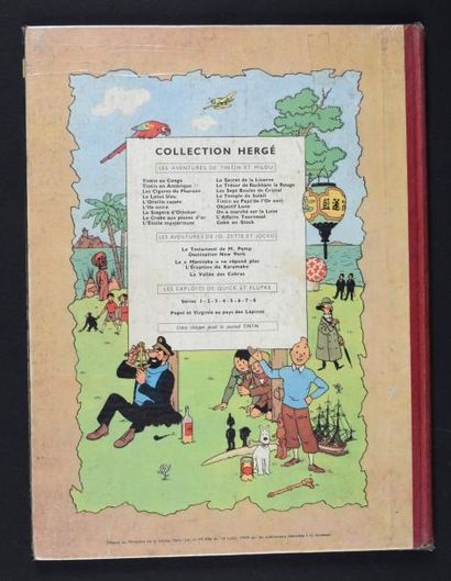 HERGÉ 
TINTIN 19.
Coke en stock. EO Edition originale couleur de 1958 - B 24 - Dos...