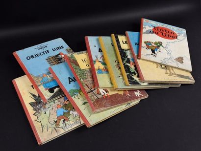 HERGÉ 
TINTIN. Un ensemble de 9 albums de Tintin (1958-1963). Tintin au Tibet (Bel...