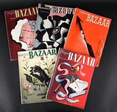 null Harper's Bazaar, ensemble de cinq numéros, 1936 et 1939, Hearst Magazines; Mars...
