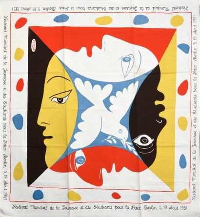 D'après Pablo PICASSO Foulard imprimé commémoratif pour le Festival mondial de la...