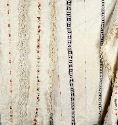 null Couverture, Mali, collectée vers 1930-1950, tissage coton blanc et laine bleue...
