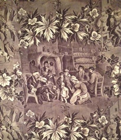 null La danse, manufacture de Bolbec ou Rouen, vers 1830-1840, toile de coton imprimée...