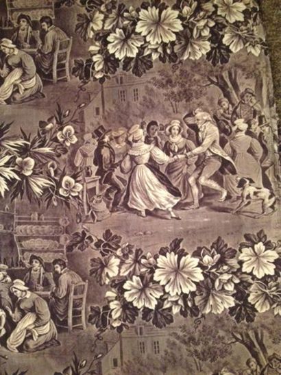 null La danse, manufacture de Bolbec ou Rouen, vers 1830-1840, toile de coton imprimée...