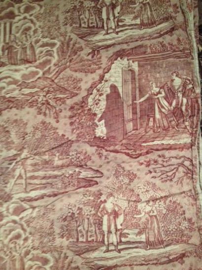 null La Trêve de Dieu, manufacture Normande, vers 1830, toile de coton imprimée en...