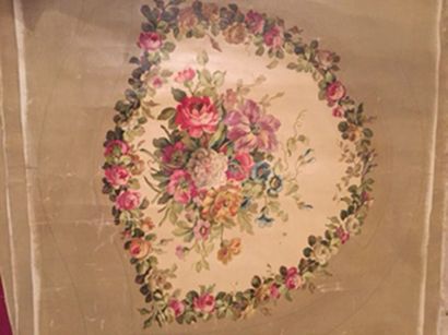 null Toiles peintes pour carton de tapisserie d'un salon Louis XVI, canapé et deux...