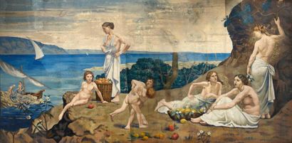 null Doux pays, carton de tapisserie d'après le tableau de P. Puvis de Chavanne (1821-1898)...