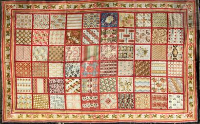 null Important tapis de choeur, France, vers 1840- 1860, tapisserie laine au point...