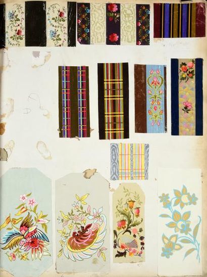 null Album de maquettes gouachées, vers 1880-1885, florilège de fleurs au naturel...