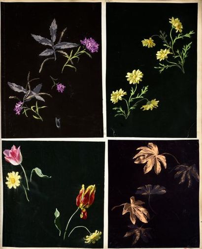 null Album de maquettes gouachées titré Etudes 1890- 1891, principalement semis et...