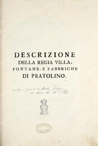 null [PRATOLINO].
Descrizione della regia villa, fontane, e fabbriche di Pratolino,...