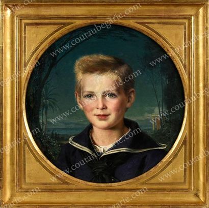 LUDWIG OTTO (1850-1920) 
Portrait du prince Nicolas de Grèce à l'âge de 4 ans, posant...