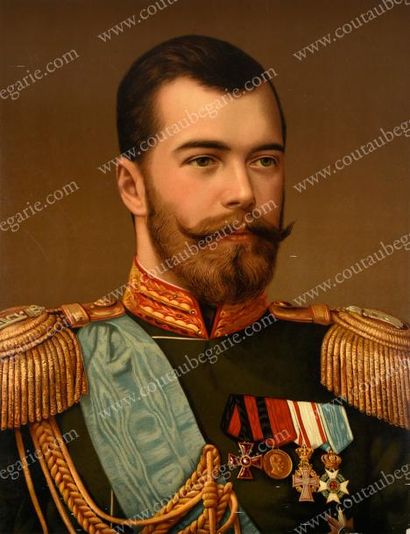 null NICOLAS II, empereur de Russie.
Portrait chromolithographique le représentant...