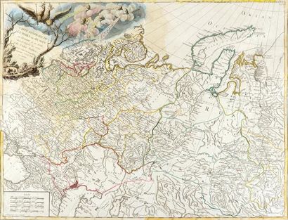 Ecole étrangère du XVIIIe siècle 
Lot de 4 cartes géographiques: Carte de Tartarie,...