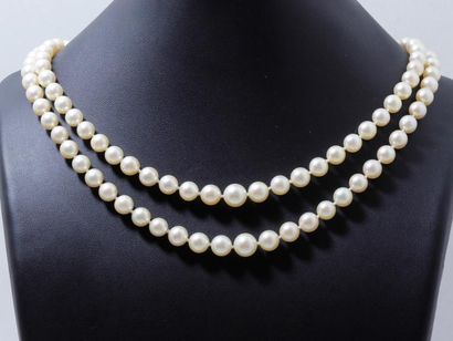 null Collier composé d'un double rang de perles de culture d'environ 6.3 à 9.4 mm...