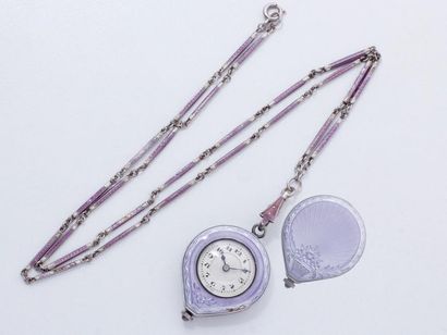 null Ravissante montre-pendentif en argent 935 millièmes, en forme de goutte, cadran...