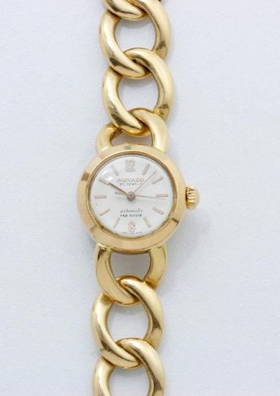 MOVADO 
Montre bracelet de dame en or 750 millièmes, cadran ivoire avec chiffres...