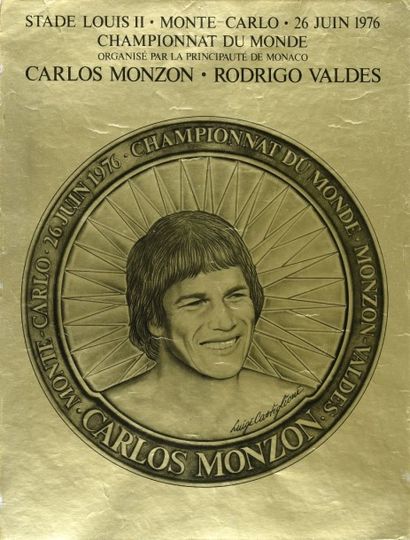 null Affiche du Championnant du Monde opposant Carlos Monzon et Rodrigo Valdes le...