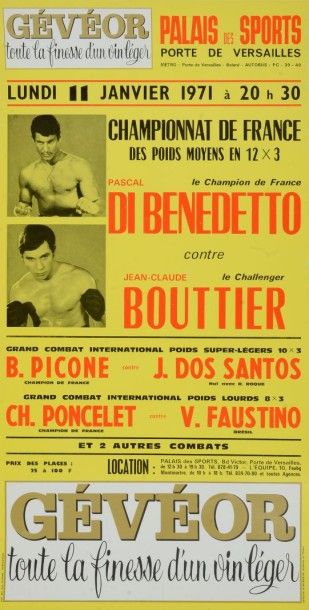 null Affiche du combat opposant Pascal Di Benedetto à Jean-Claude Bouttier pour le...