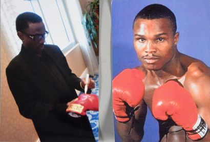 null Paire de gants signée par Pernell Whitaker. Médaillé d’or aux Jeux Olympiques...