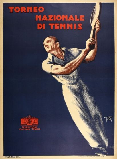 null Affiche «Torneo Nazionale Di Tennis» signée Tolet. Editée par la Fédération...