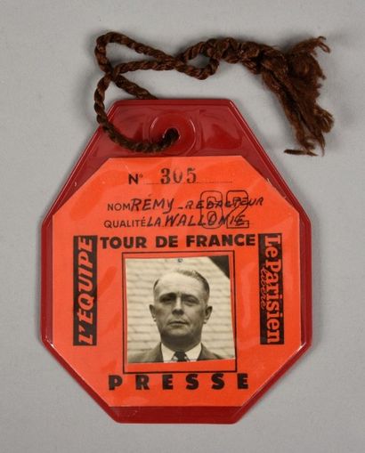 null Carte «Presse» n°305 de Mr Rémy, redacteur de «La Wallonie», pour le Tour de...