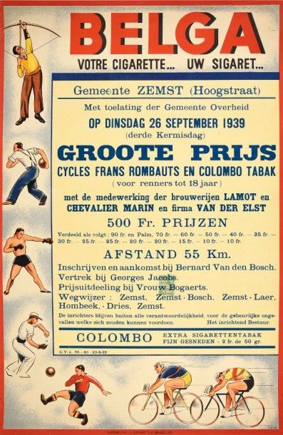 null Affiche d’une course cycliste junior organisée en Hollande le 26 septembre 1939....