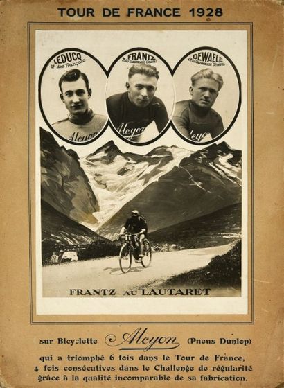 null Publicité cartonnée des bicyclettes Alcyon, 6 triomphes dans le Tour de France,...