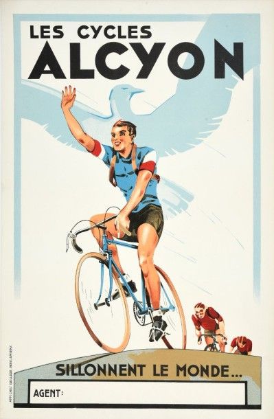 null Affiche publicitaire des cycles Alcyon. Affiche Gaillard Paris-Amiens. Vers...