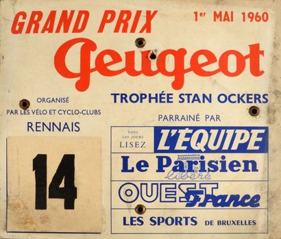null Plaque de véhicule cartonnée du Grand Prix Peugeot Stan Ockers 1960, course...