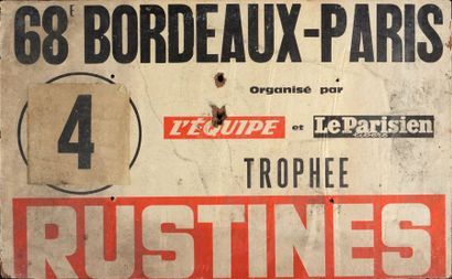null Plaque de véhicule de la course Bordeaux-Paris 1968 remportée par Emile Bodart...