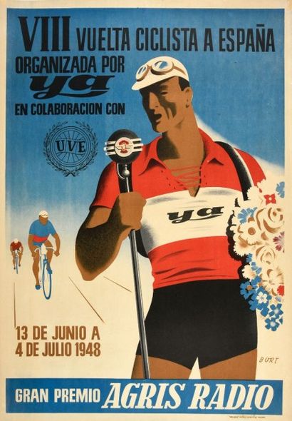 null Affiche du VIIIe Tour d’Espagne 1948 qui s’est déroulé du 13 juin au 4 juillet....
