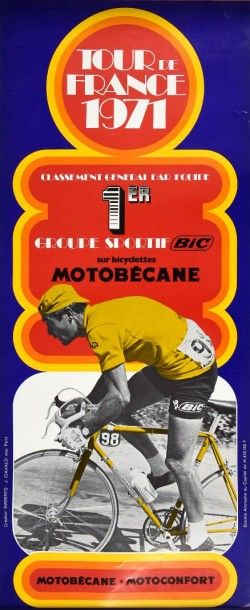 null Affichette «Tour de France 1971», classement général par équipe, 1er groupe...