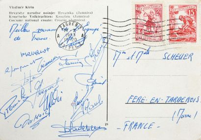 null Carte postale signée par tous les joueurs de l’équipe de France (Vignal, Kopa,...