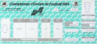 null Billet entier du match du Championnat d’Europe 1984 opposant la France et la...