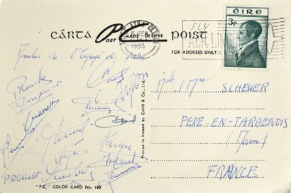 null Carte postale signée par tous les joueurs de l’équipe de France (Kopa, Marcel,...