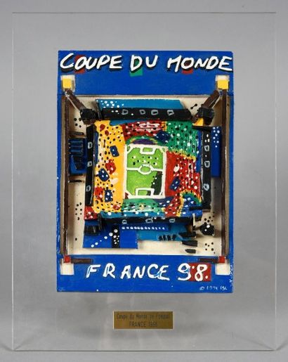 null Affiche de la Coupe du Monde 1998. En 3 D sur support plexiglass.
Dim. 22 x...