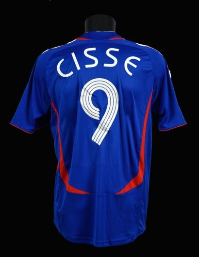 null Djibril Cissé n°9. Maillot de l’équipe de France face au Danemark le 31 mai2006,...