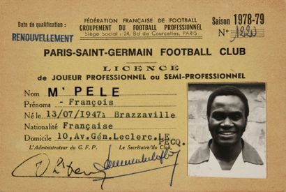 null Licence de joueur professionnel de François M’Pele avec le Paris Saint-Germain...