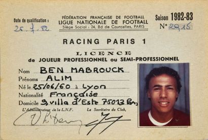 null Licence de joueur professionnel d’Alim Ben Mabrouck avec le Racing Paris 1 pour...