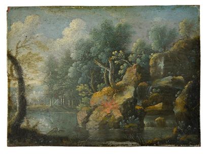 Ecole Flamande du XVIIIe siècle Les quatres saisons
Suite de quatre cuivres peints,...