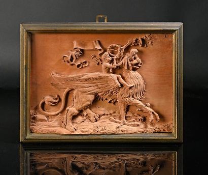 Attribué à Guiseppe Maria Bonzanigo (1745-1820) Panneau en bois de tilleul finement...