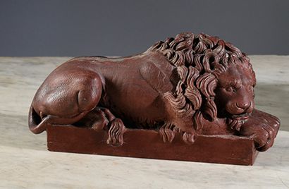 Antonio Canova, d'après Lion couché
Marbre rouge
L.: 25 cm