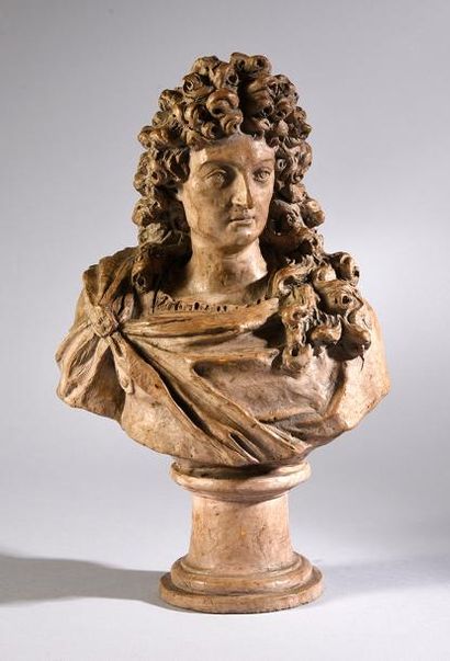 François Girardon (1628-1715), d'après Buste de Louis XIV.
Terre cuite originale,...