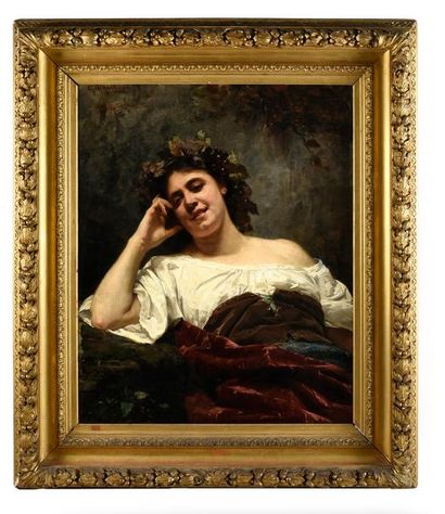 Edouard-Théophile BLANCHARD (Paris 1844 - 1879) Bacchante
Toile d'origine
88 x 71...