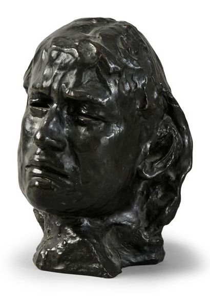 Auguste RODIN (1840-1917) Tête de pleureuse.
Bronze à patine brune signé A. Rodin,...