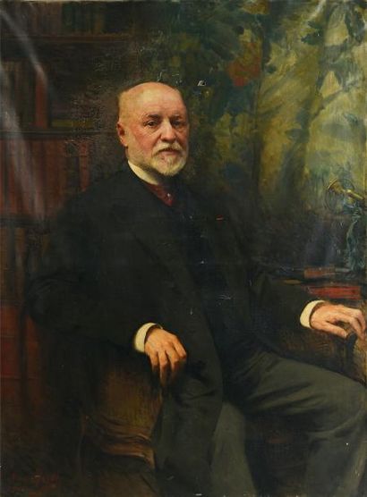 Aimé MOROT Portrait d'homme.
Toile. signée en bas à gauche et daté 1906. (Accident,...